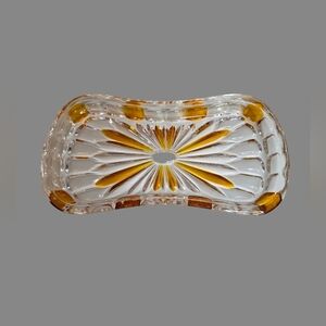 West Germany Ernst Buder Glas Lead Crystal Sunflower Tray Plus Creamer